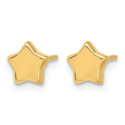 14K Yellow Gold Polished Stars Post Earrings