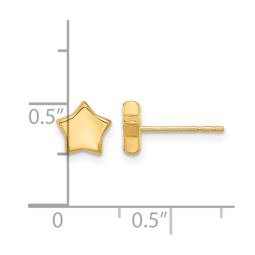 14K Yellow Gold Polished Stars Post Earrings