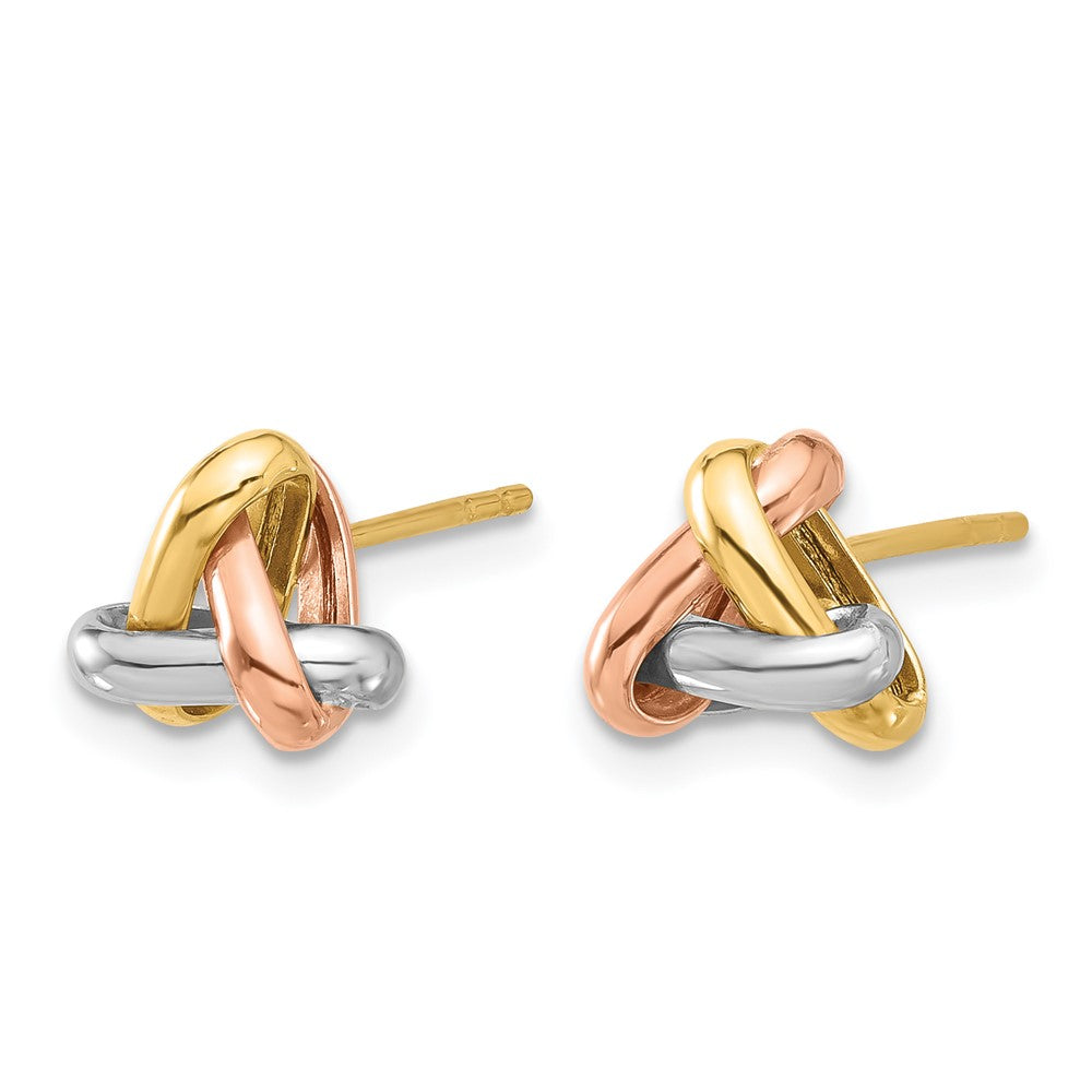 14K Tri Color Polished Love Knot Post Earrings