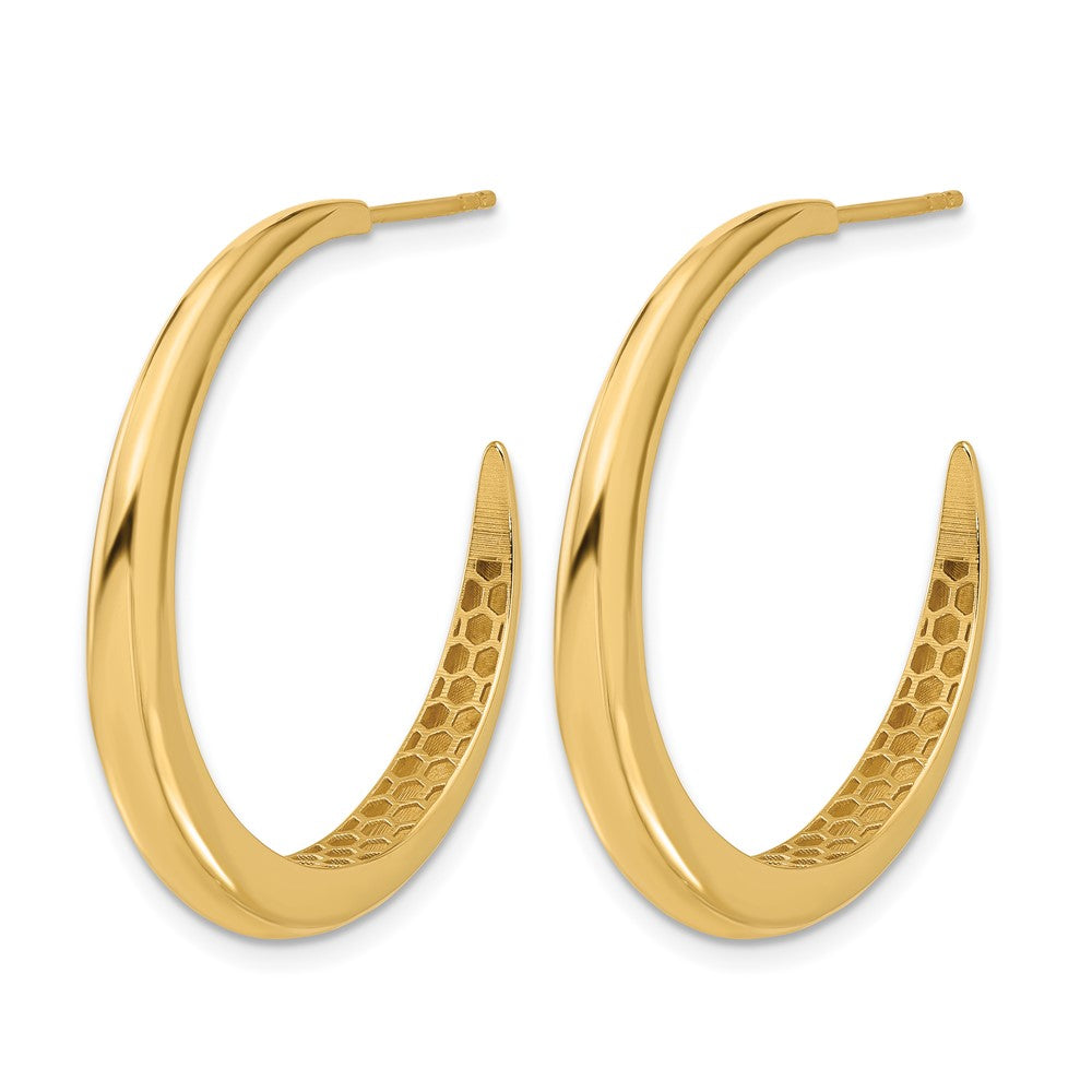 14K Yellow Gold Polished J Hoop Post Earrings