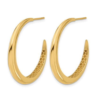 14K Yellow Gold Polished J Hoop Post Earrings