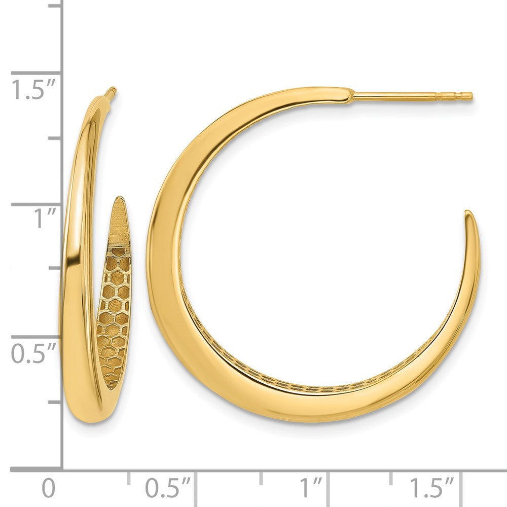 14K Yellow Gold Polished J Hoop Post Earrings