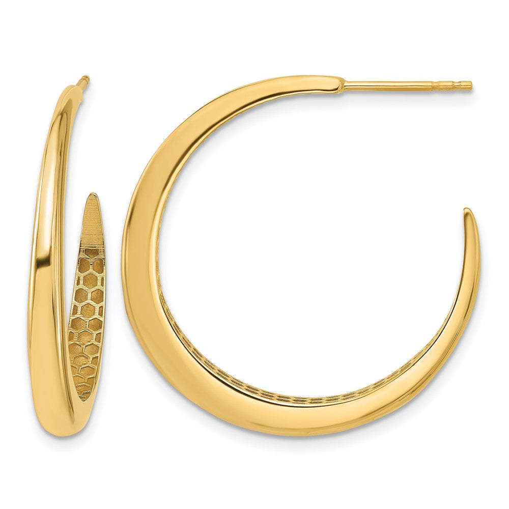 14K Yellow Gold Polished J Hoop Post Earrings