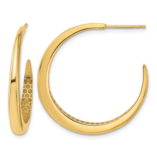 14K Yellow Gold Polished J Hoop Post Earrings