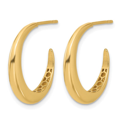 14K Yellow Gold Polished J Hoop Post Earrings