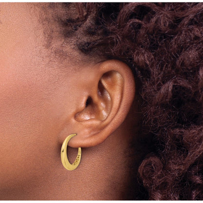 14K Yellow Gold Polished J Hoop Post Earrings