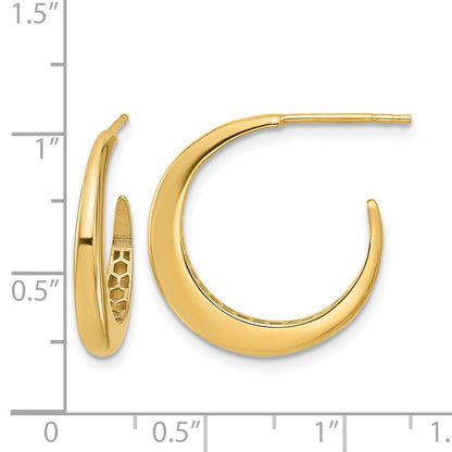 14K Yellow Gold Polished J Hoop Post Earrings
