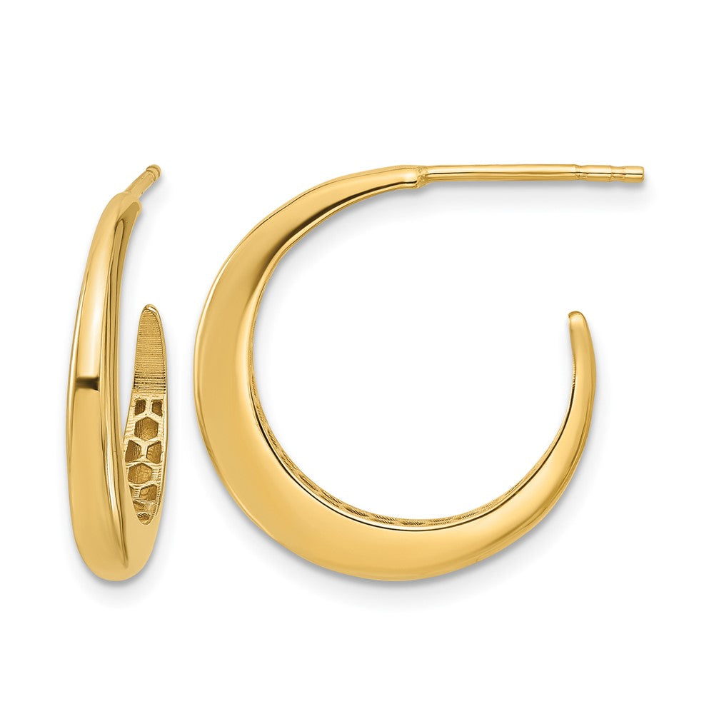 14K Yellow Gold Polished J Hoop Post Earrings