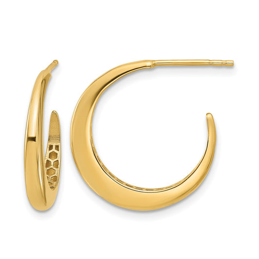 14K Yellow Gold Polished J Hoop Post Earrings