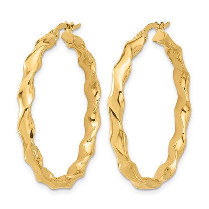 14K Yellow Gold Polished Twisted Hoop Earrings