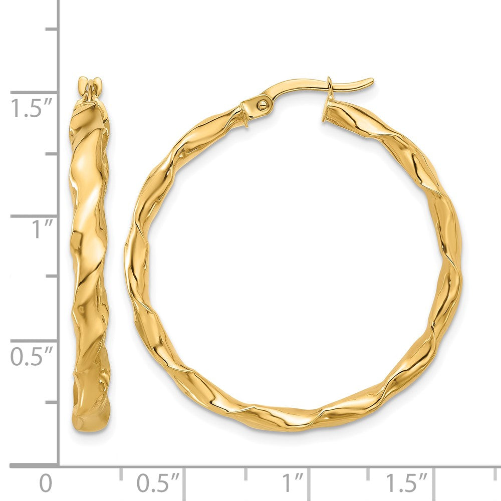 14K Yellow Gold Polished Twisted Hoop Earrings