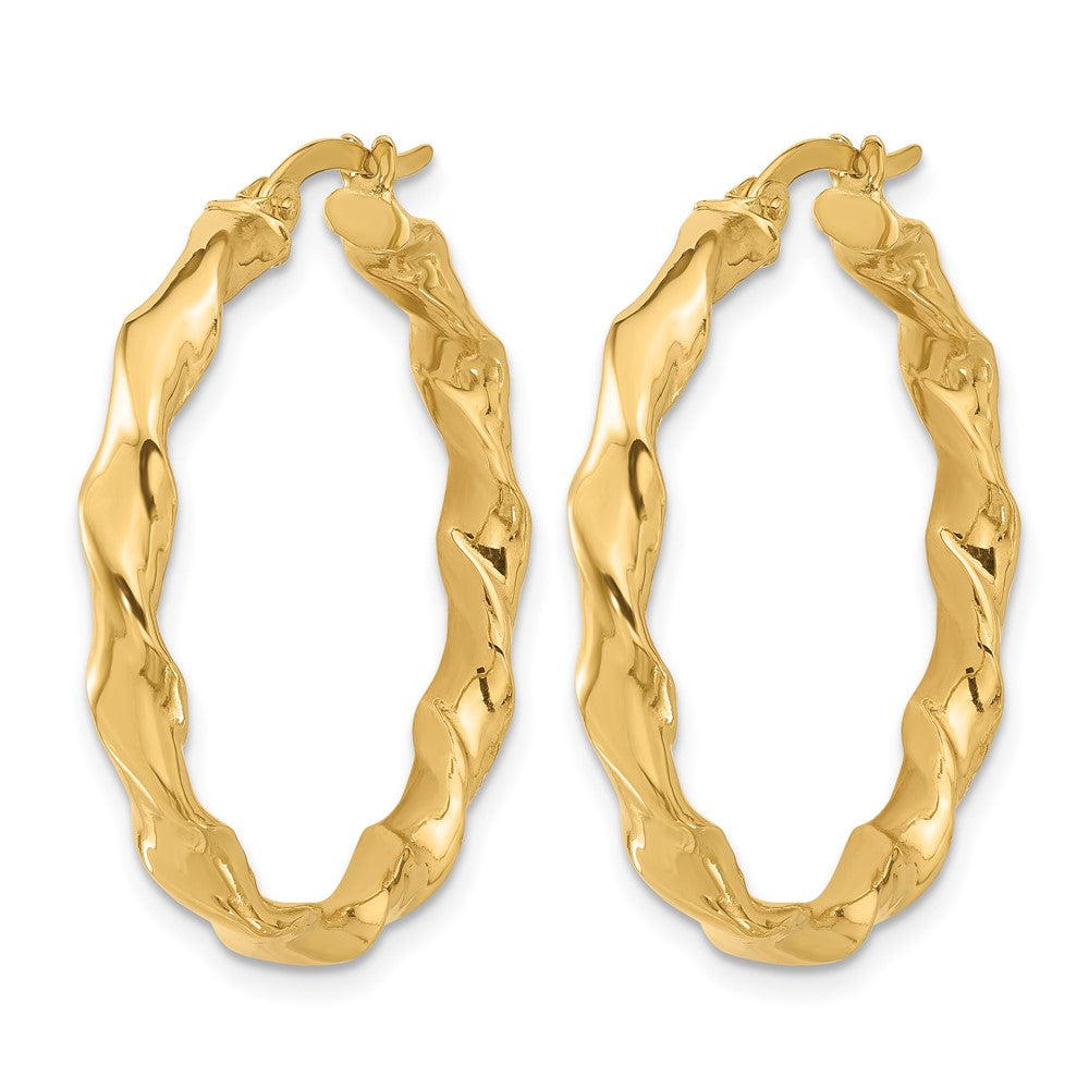 14K Yellow Gold Polished Twisted Hoop Earrings