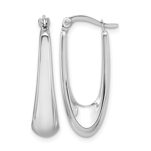 14K White Gold Polished Hoop Earrings