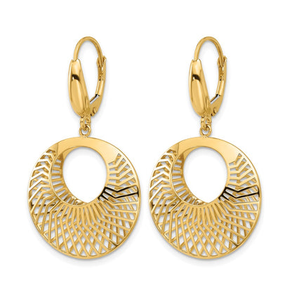 14K Yellow Gold Polished Hollow Dangle Earrings