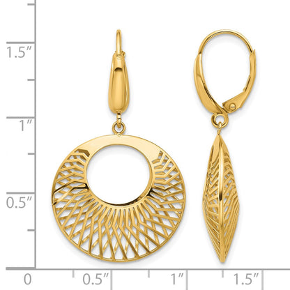 14K Yellow Gold Polished Hollow Dangle Earrings