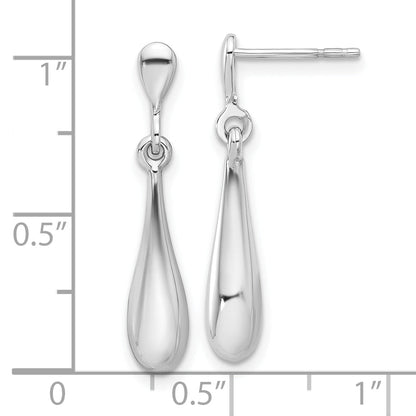 14K White Gold Polished Teardrop Post Dangle Earrings