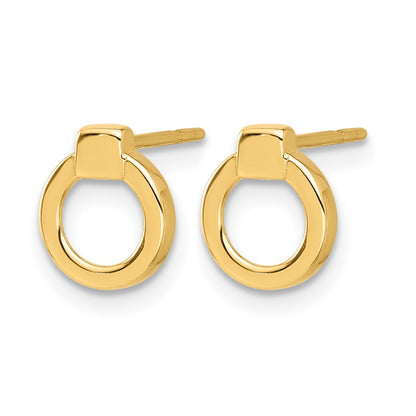 14K Yellow Gold Polished Circle Post Earrings