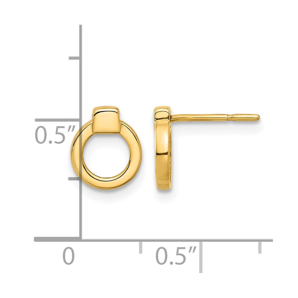 14K Yellow Gold Polished Circle Post Earrings