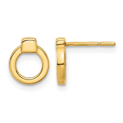 14K Yellow Gold Polished Circle Post Earrings
