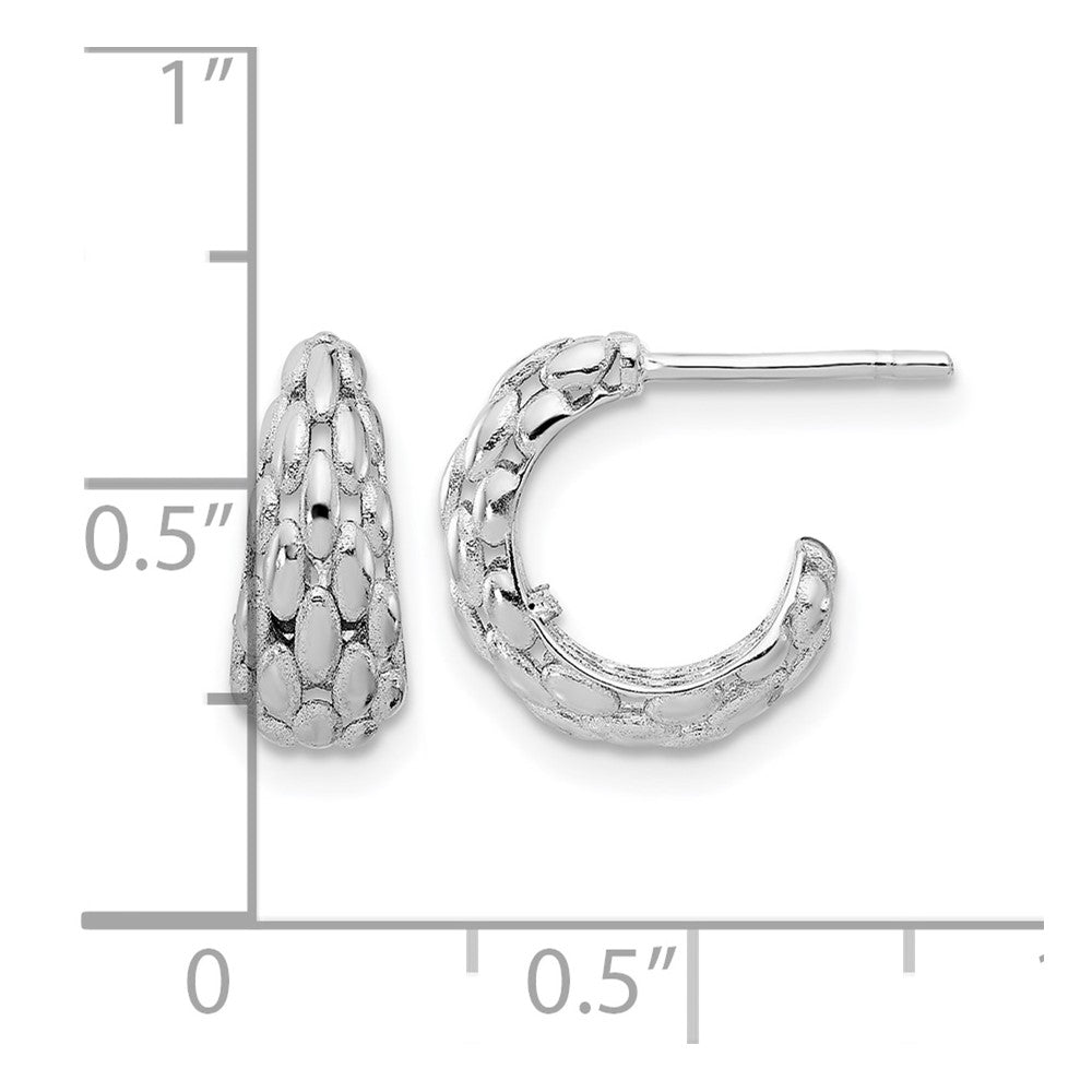 14K White Gold Satin J Hoop Earrings