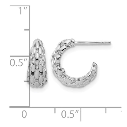 14K White Gold Satin J Hoop Earrings