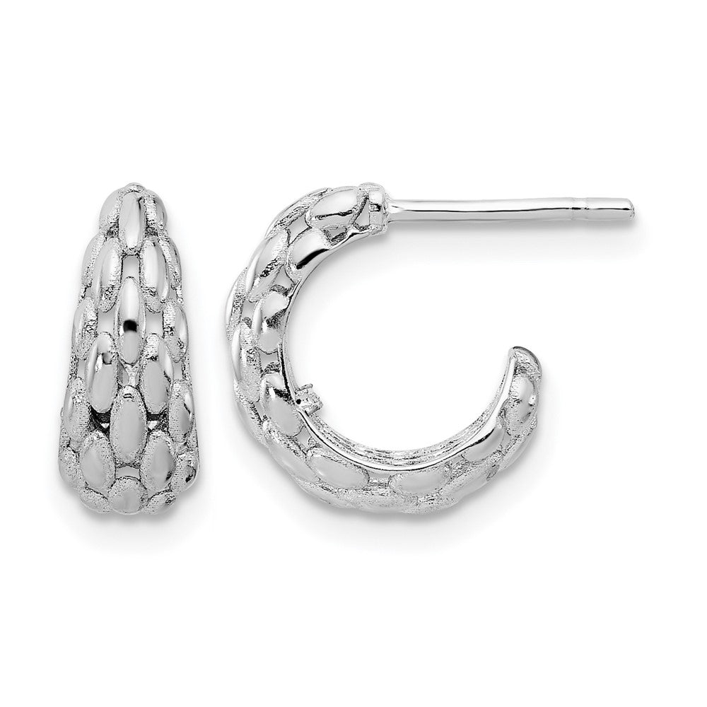 14K White Gold Satin J Hoop Earrings