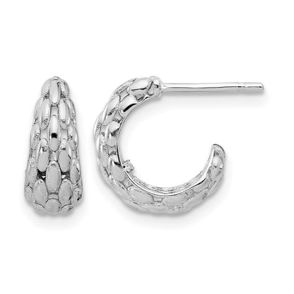 14K White Gold Satin J Hoop Earrings