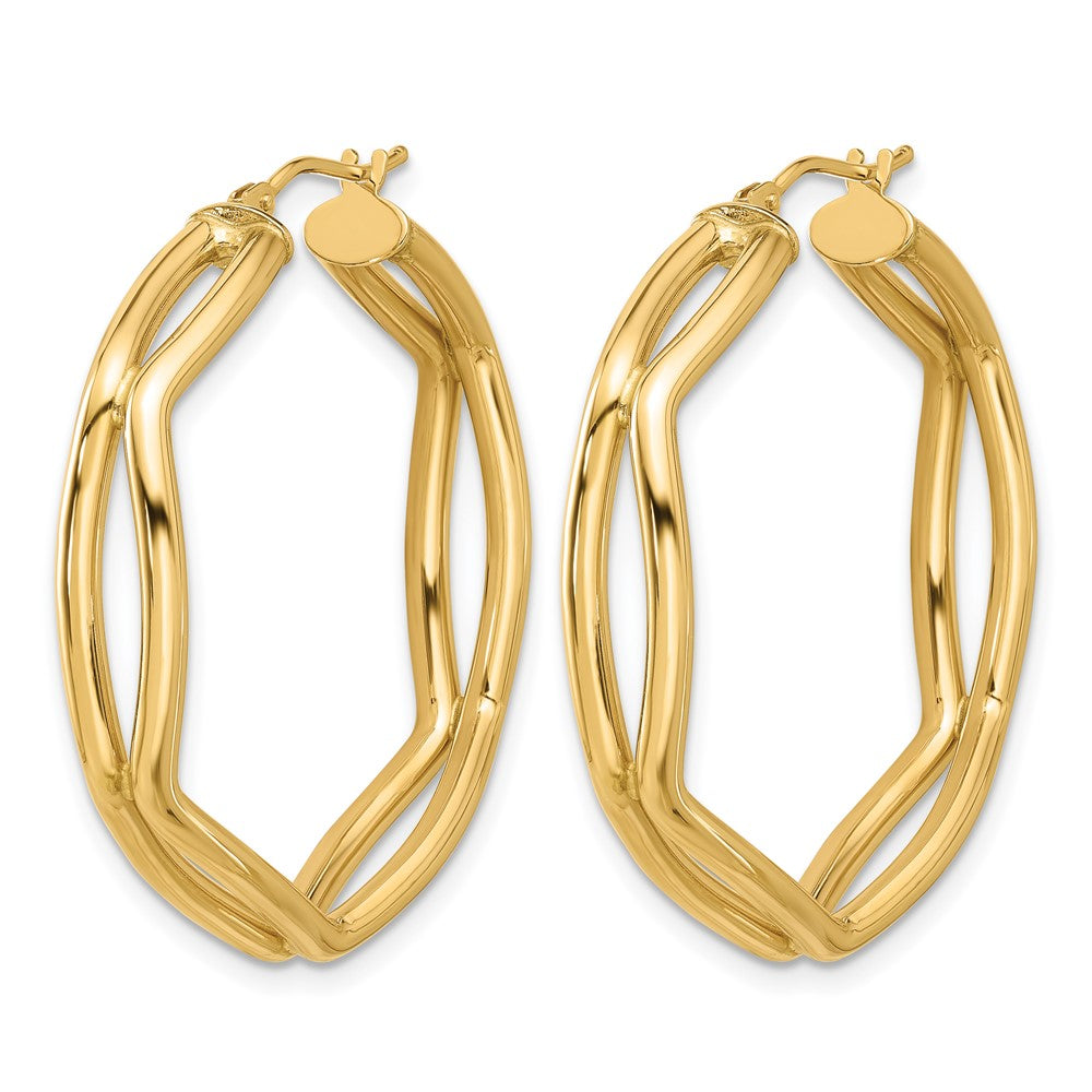 14K Yellow Gold Polished Geometric Hoop Earrings