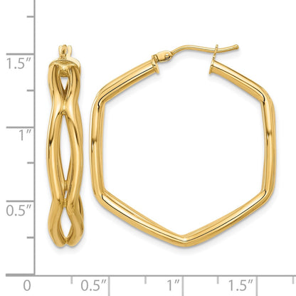 14K Yellow Gold Polished Geometric Hoop Earrings