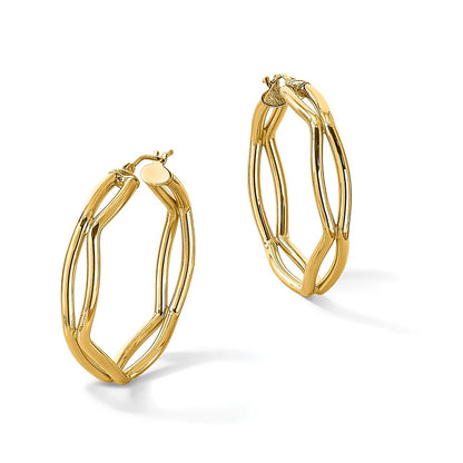 14K Yellow Gold Polished Geometric Hoop Earrings