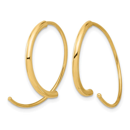 14K Yellow Gold Polished Round Curved Threader Earrings