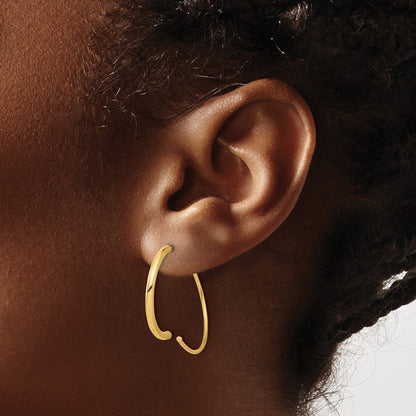 14K Yellow Gold Polished Round Curved Threader Earrings