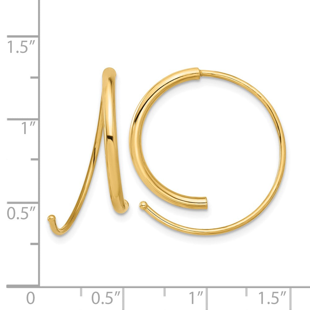 14K Yellow Gold Polished Round Curved Threader Earrings