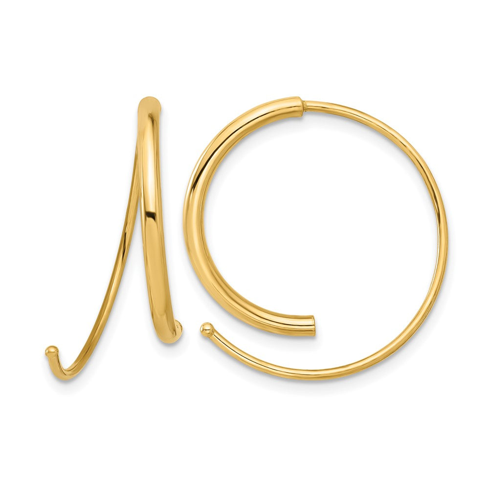 14K Yellow Gold Polished Round Curved Threader Earrings