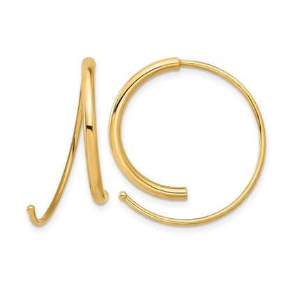 14K Yellow Gold Polished Round Curved Threader Earrings