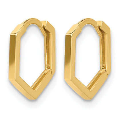 14K Yellow Gold Polished Geometric Hoop Earrings