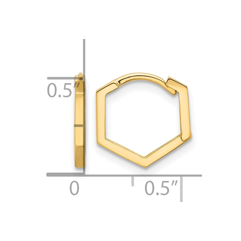 14K Yellow Gold Polished Geometric Hoop Earrings