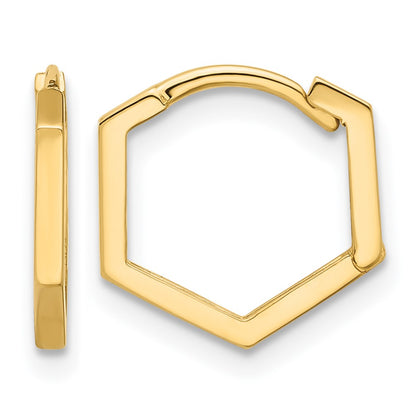 14K Yellow Gold Polished Geometric Hoop Earrings