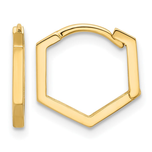 14K Yellow Gold Polished Geometric Hoop Earrings