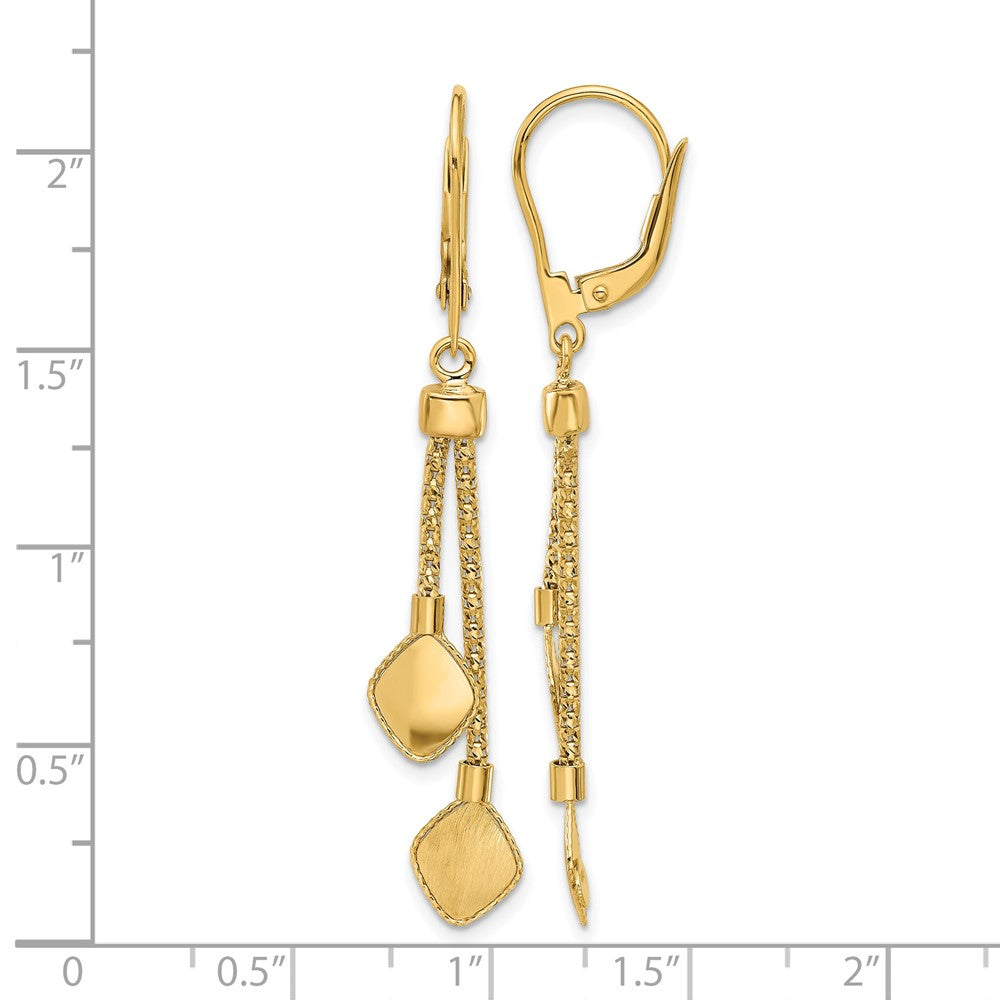 14K Yellow Gold Polished And Brushed Dangle Leverback Earrings