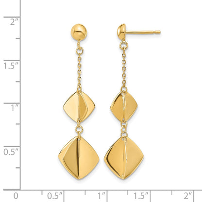 14K Yellow Gold Polished Fancy Dangle Post Earrings
