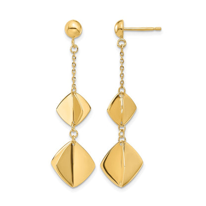 14K Yellow Gold Polished Fancy Dangle Post Earrings