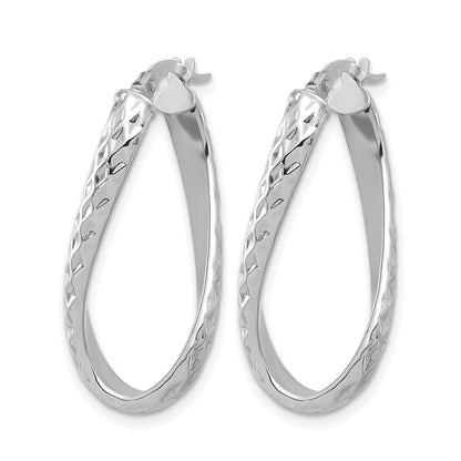 14K Yellow & Rhodium W/ White Plating Polished D/C Twist Hoop Earrings