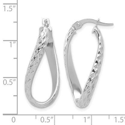 14K Yellow & Rhodium W/ White Plating Polished D/C Twist Hoop Earrings