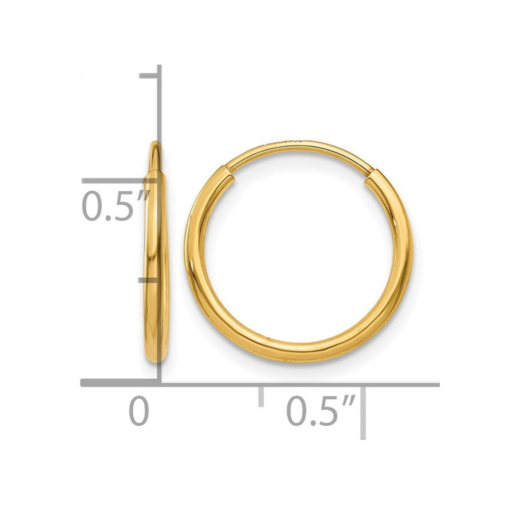 14K Yellow Gold 1.00mm Endless Hoop Earring
