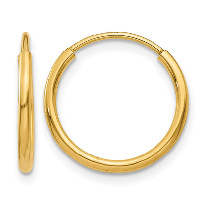 14K Yellow Gold 1.00mm Endless Hoop Earring