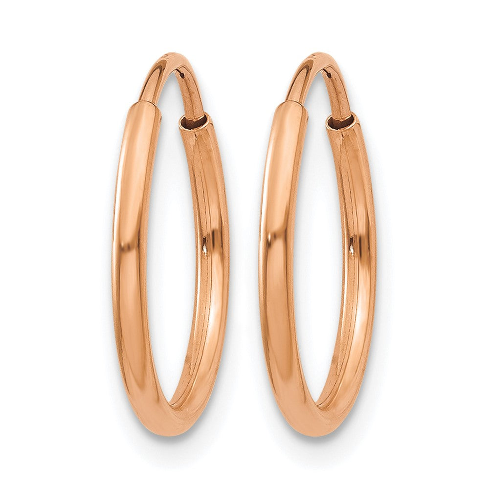 14K Rose Gold 1.00mm Polished Endless Hoop Earrings