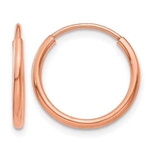 14K Rose Gold 1.00mm Polished Endless Hoop Earrings