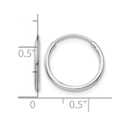 14K White Gold Polished Endless Tube Hoop Earrings