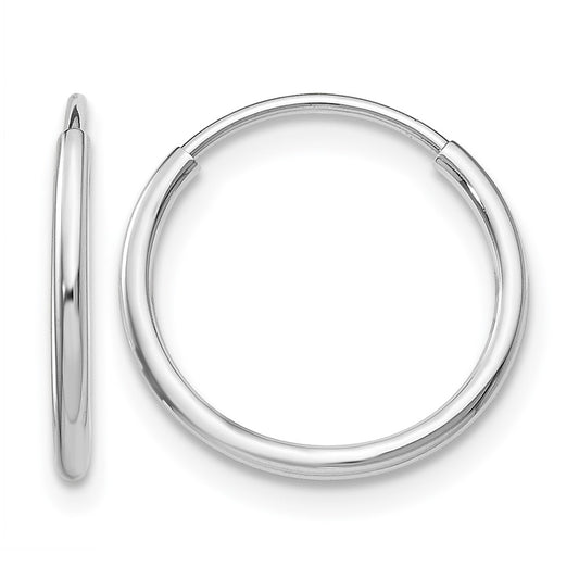 14K White Gold Polished Endless Tube Hoop Earrings